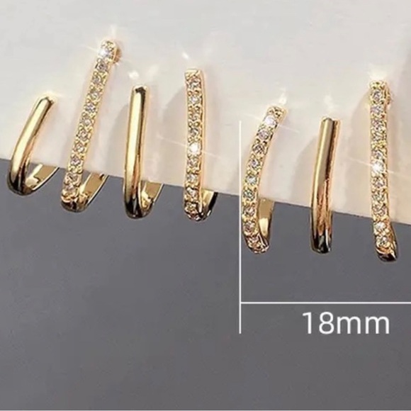 New Zara Design Claws Triple Stud Earrings - Picture 2 of 3